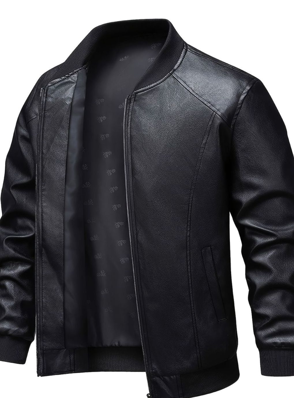 Alexander | Men's Slim-Fit Faux Leather Full-Zip Bomber Jacket