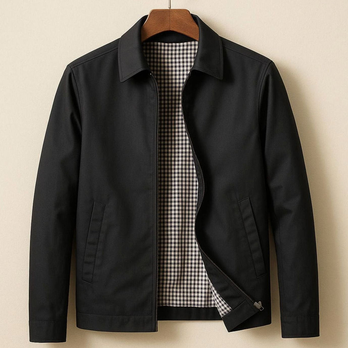 Nathan | Men's Smart-Casual Harrington Jacket Checked Lining Zip