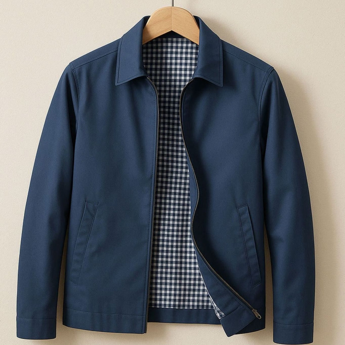 Nathan | Men's Smart-Casual Harrington Jacket Checked Lining Zip