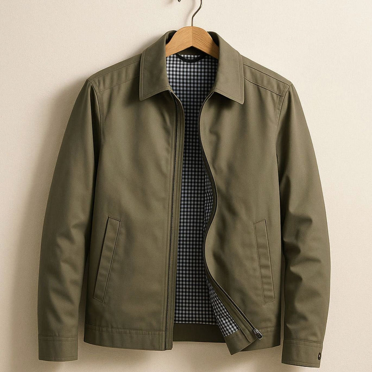 Nathan | Men's Smart-Casual Harrington Jacket Checked Lining Zip