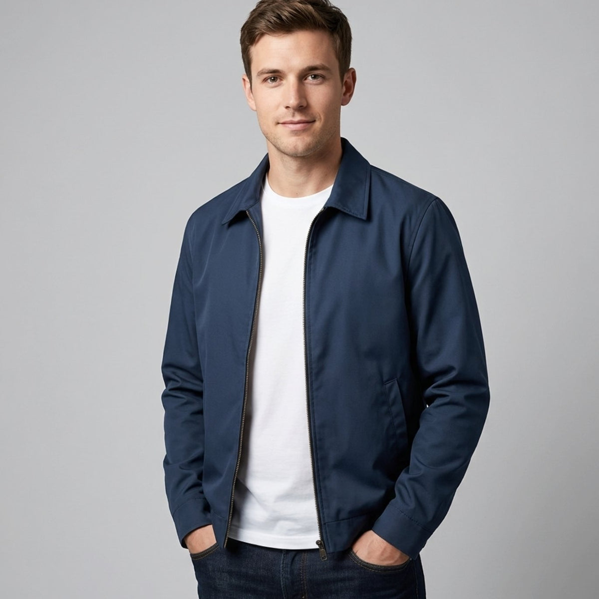 Nathan | Men's Smart-Casual Harrington Jacket Checked Lining Zip