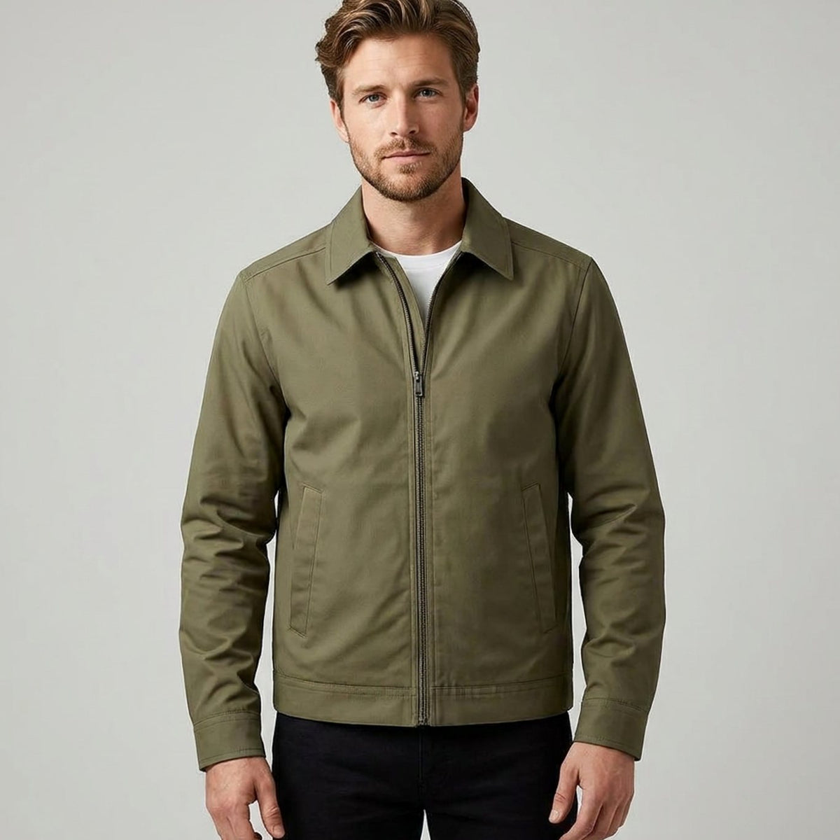 Nathan | Men's Smart-Casual Harrington Jacket Checked Lining Zip