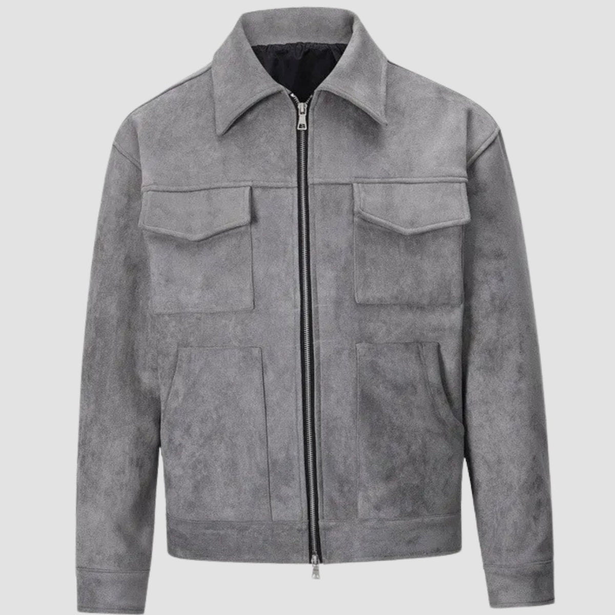 Samuel | Men's Suede-Look Zip-Up Trucker Jacket Four-Pocket
