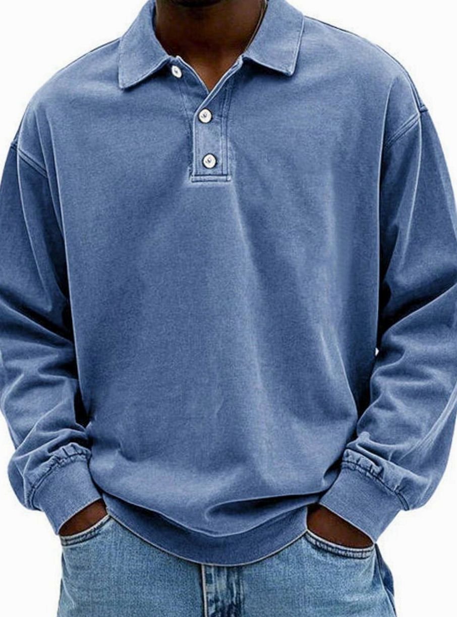 Daniel | Men's Vintage Long Sleeve Relaxed Fit Polo Shirt