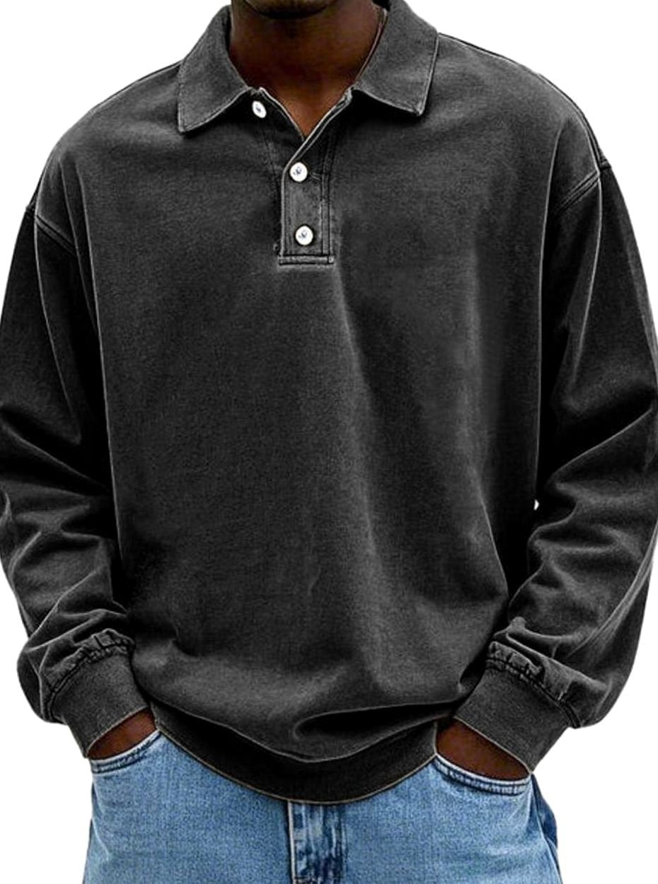 Daniel | Men's Vintage Long Sleeve Relaxed Fit Polo Shirt