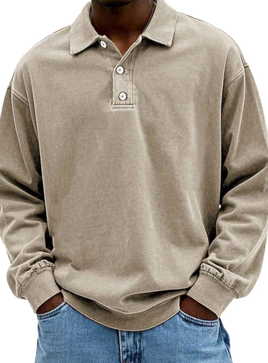 Daniel | Men's Vintage Long Sleeve Relaxed Fit Polo Shirt