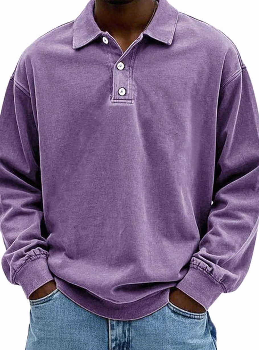 Daniel | Men's Vintage Long Sleeve Relaxed Fit Polo Shirt
