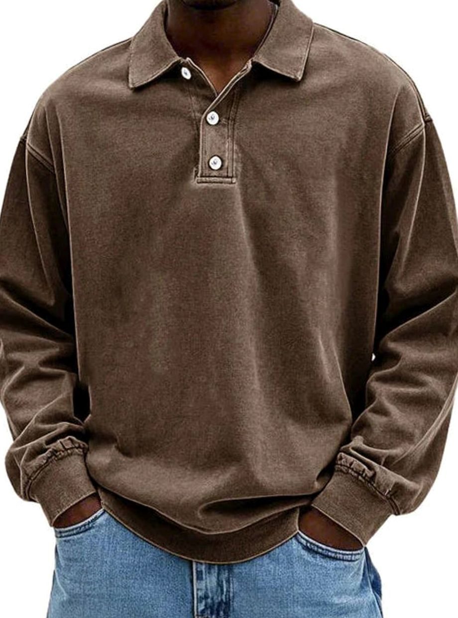 Daniel | Men's Vintage Long Sleeve Relaxed Fit Polo Shirt
