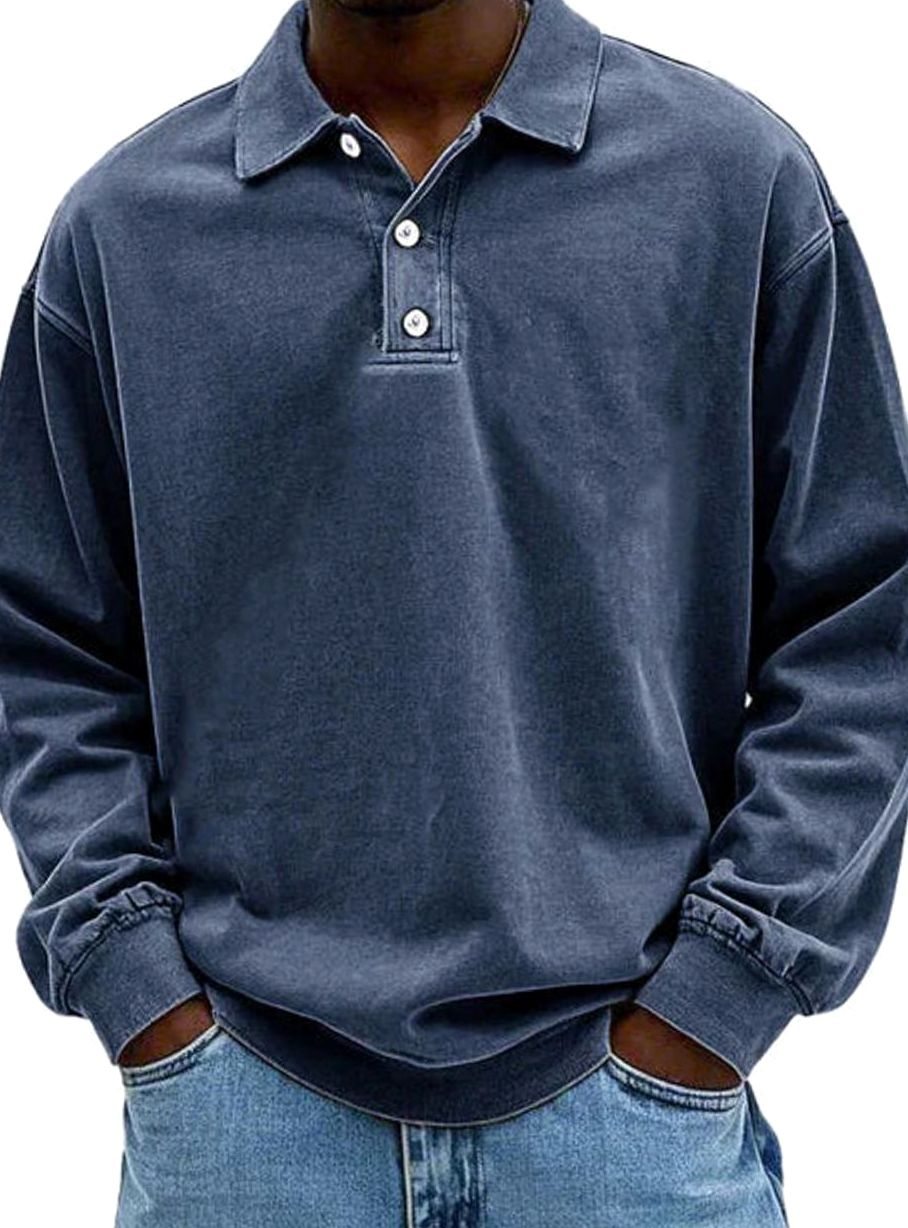 Daniel | Men's Vintage Long Sleeve Relaxed Fit Polo Shirt