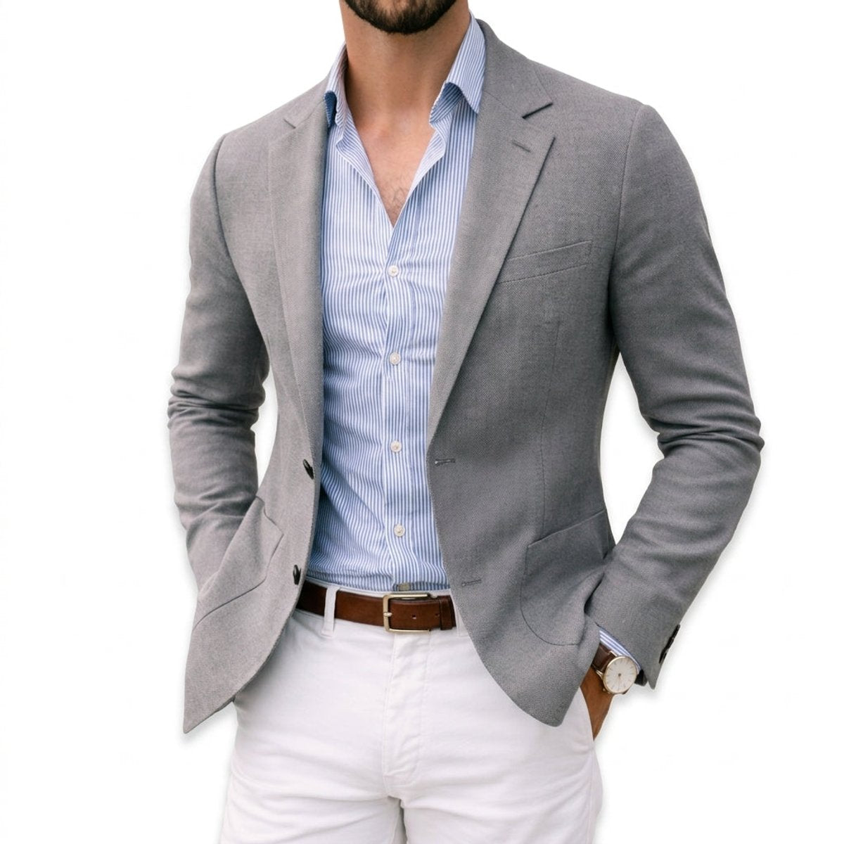 Caleb | Men's Winter Coat Tailored Knit Notch-Lapel Blazer