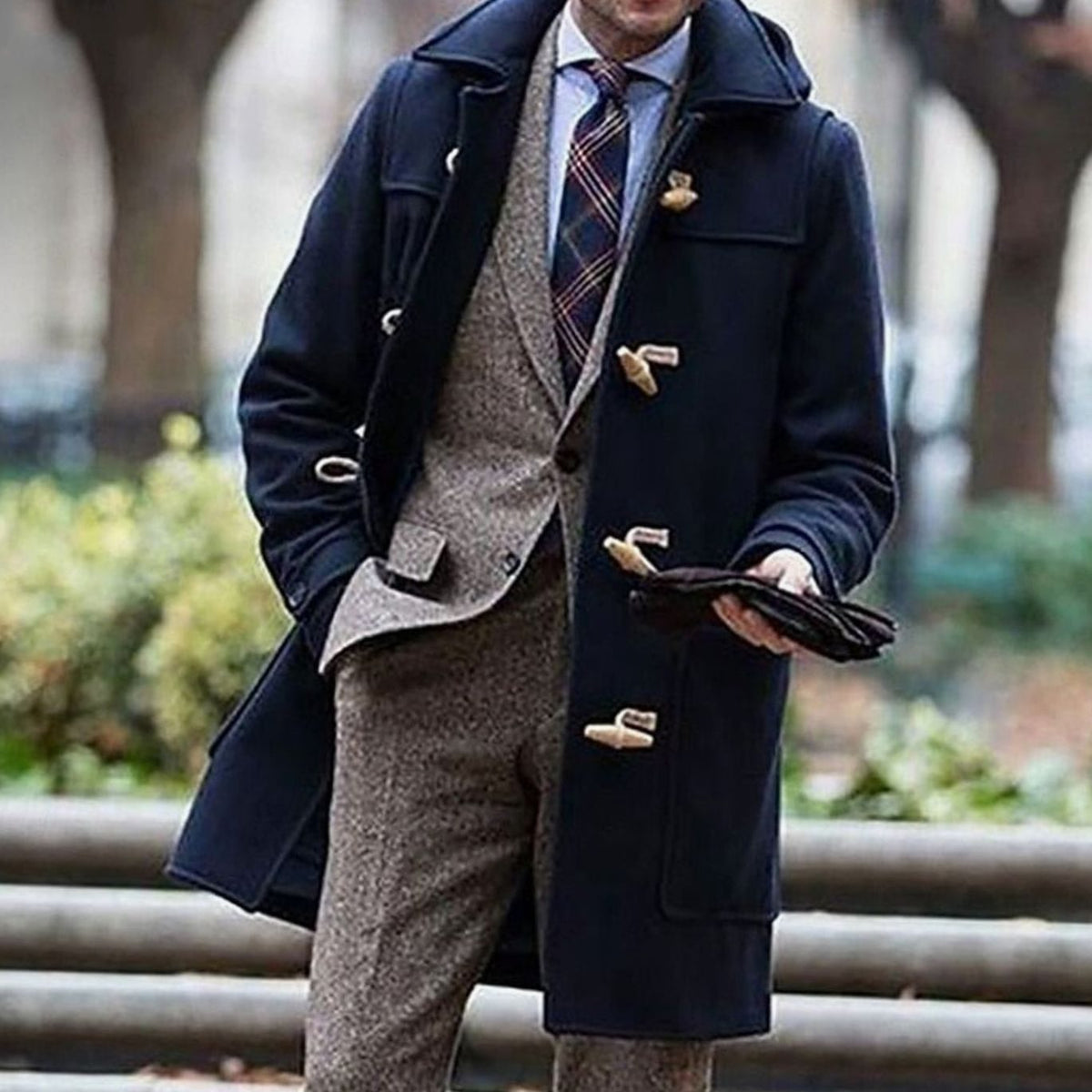Owen | Men's Wool Long Hooded Toggle-Closure Overcoat