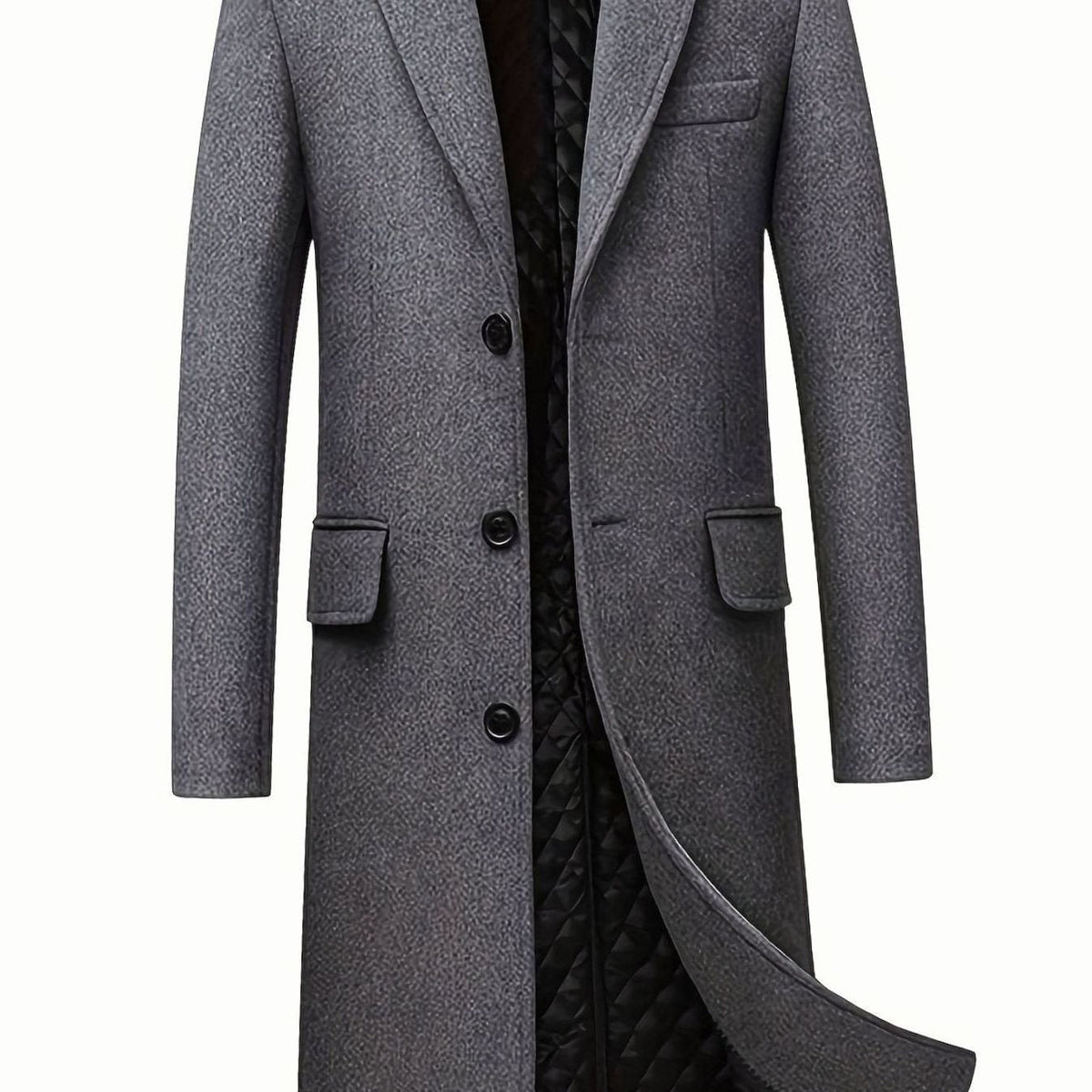 Sebastian | Men's Wool Long Overcoat Tailored Button-Front Trench Coat