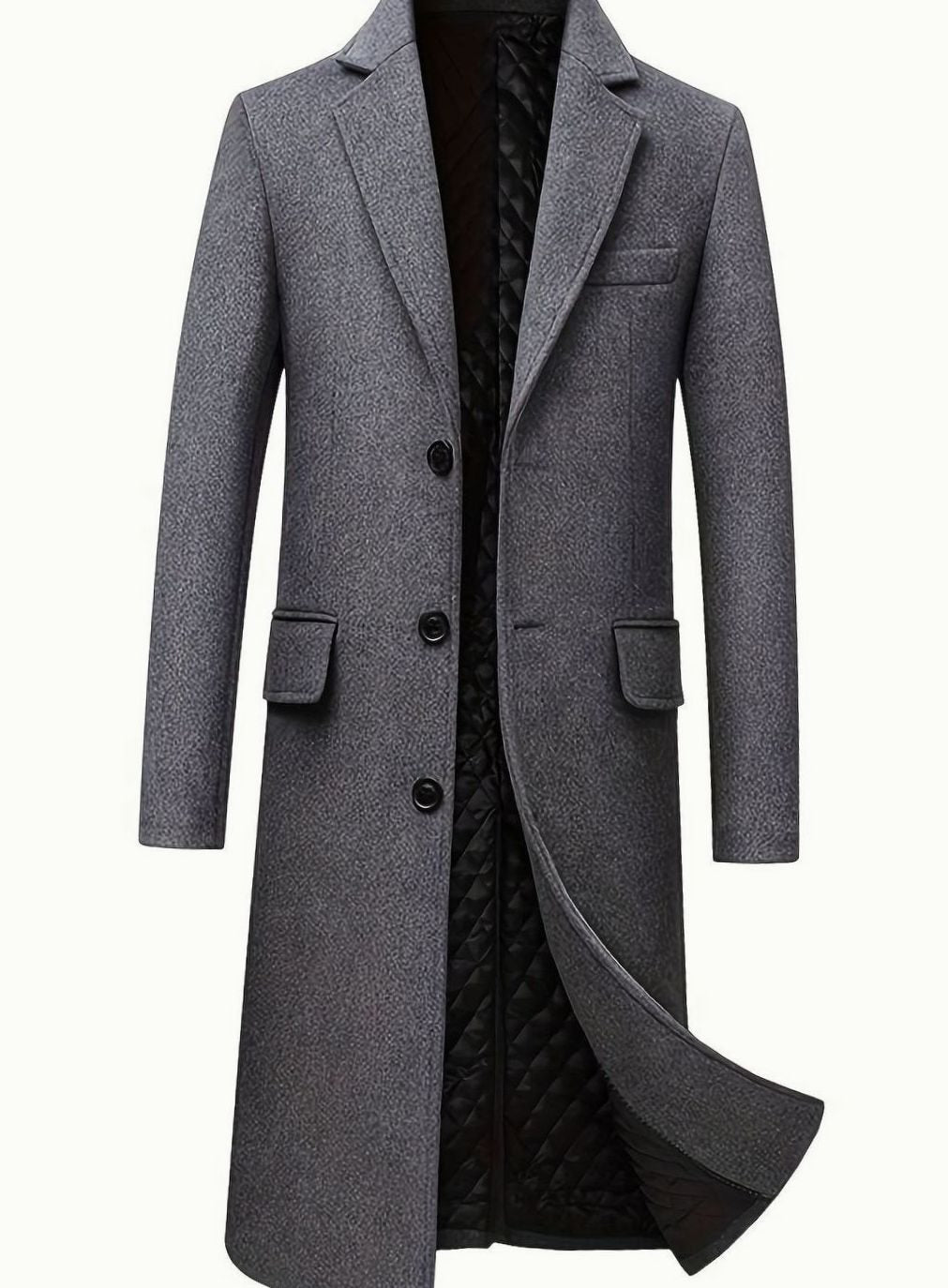 Sebastian | Men's Wool Long Overcoat Tailored Button-Front Trench Coat