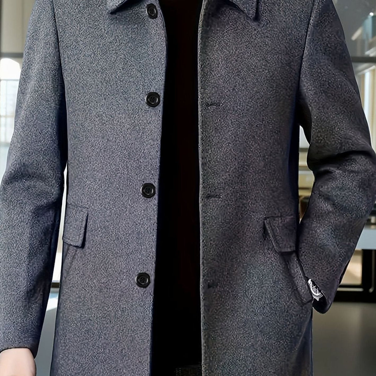 Owen | Men's Wool Single-Breasted Overcoat Classic Collar