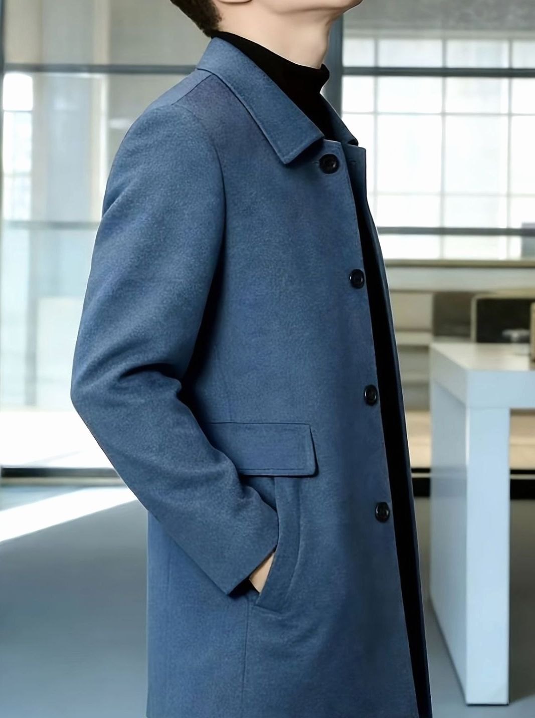 Owen | Men's Wool Single-Breasted Overcoat Classic Collar