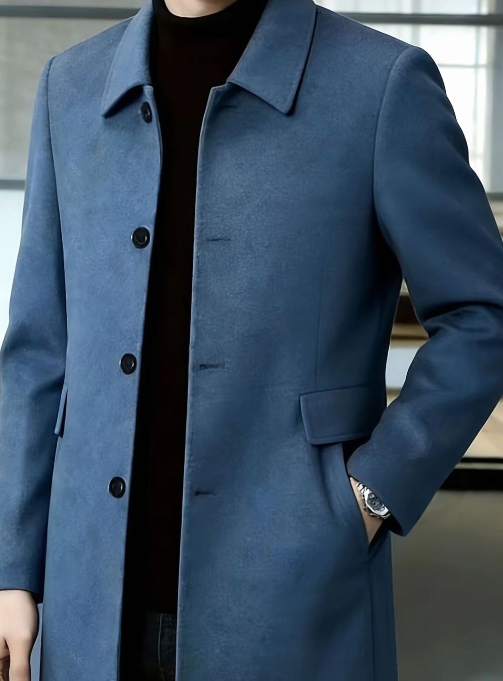 Owen | Men's Wool Single-Breasted Overcoat Classic Collar