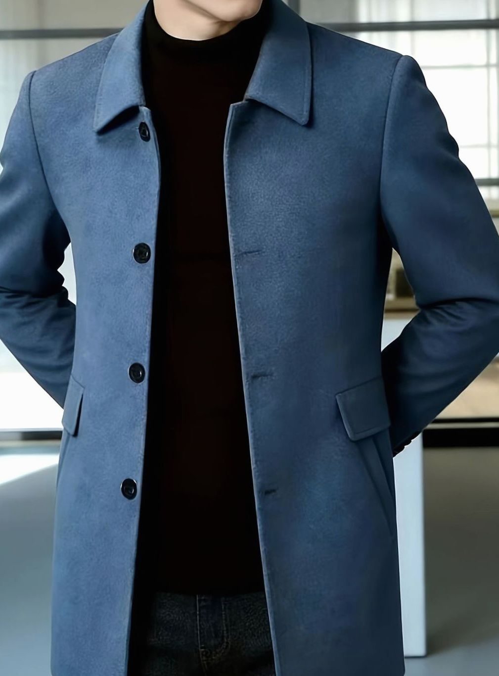 Owen | Men's Wool Single-Breasted Overcoat Classic Collar