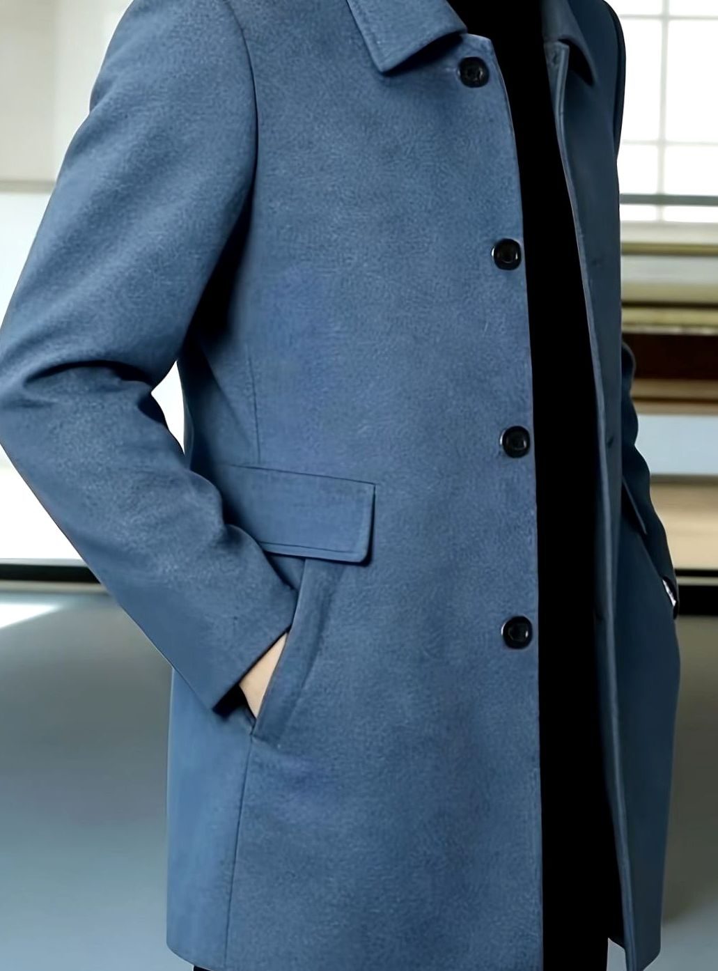 Owen | Men's Wool Single-Breasted Overcoat Classic Collar