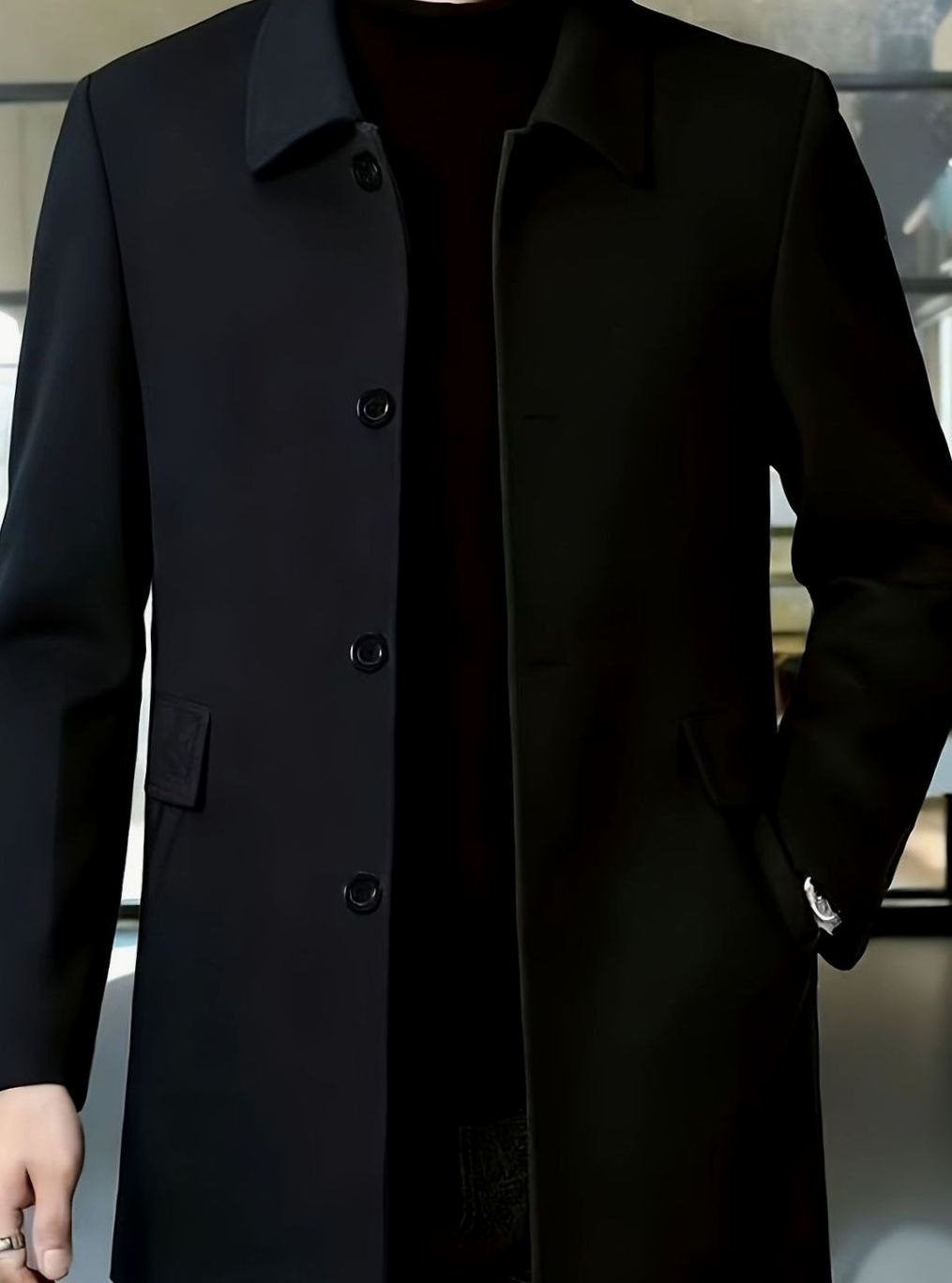 Owen | Men's Wool Single-Breasted Overcoat Classic Collar