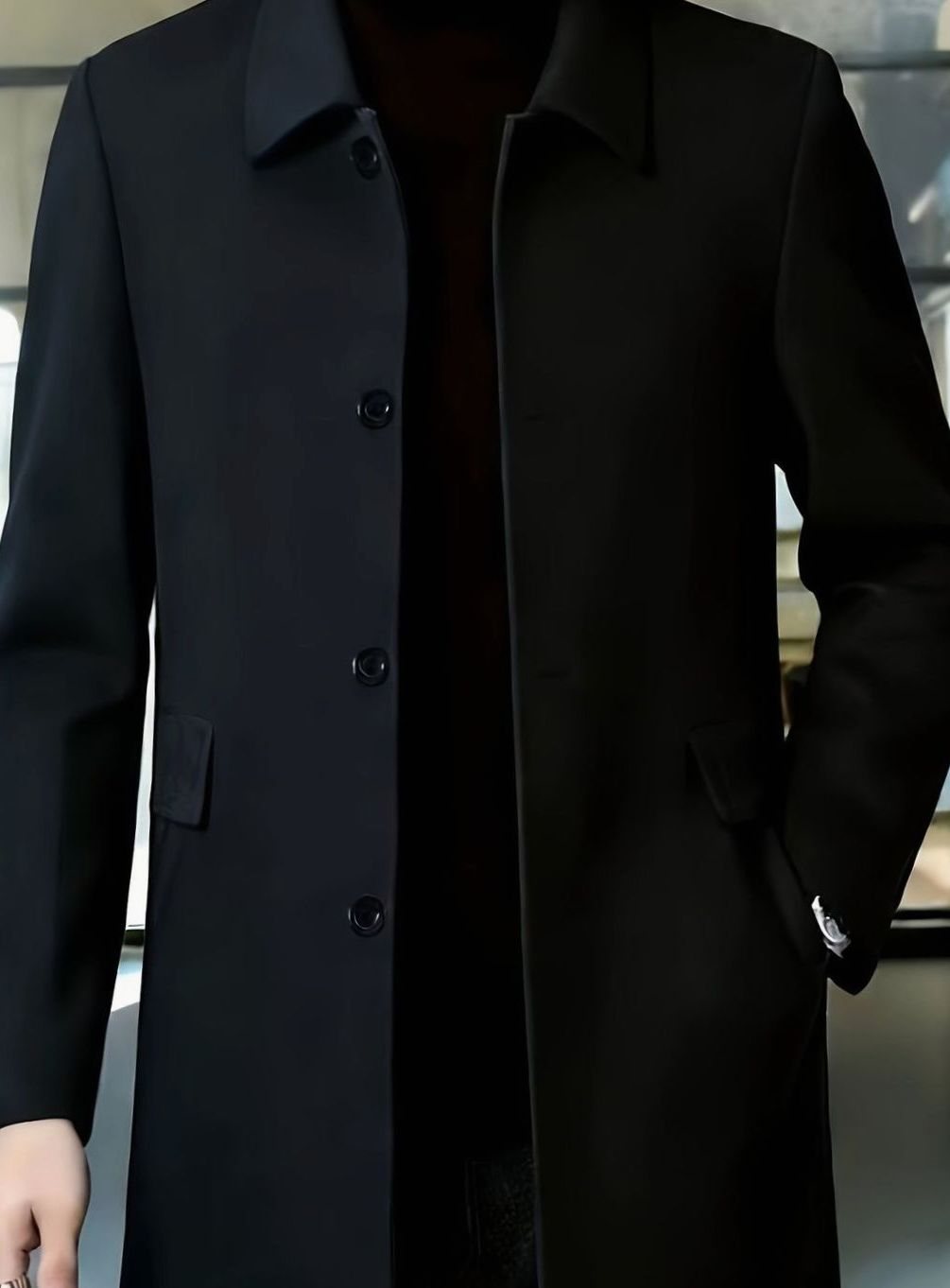 Owen | Men's Wool Single-Breasted Overcoat Classic Collar