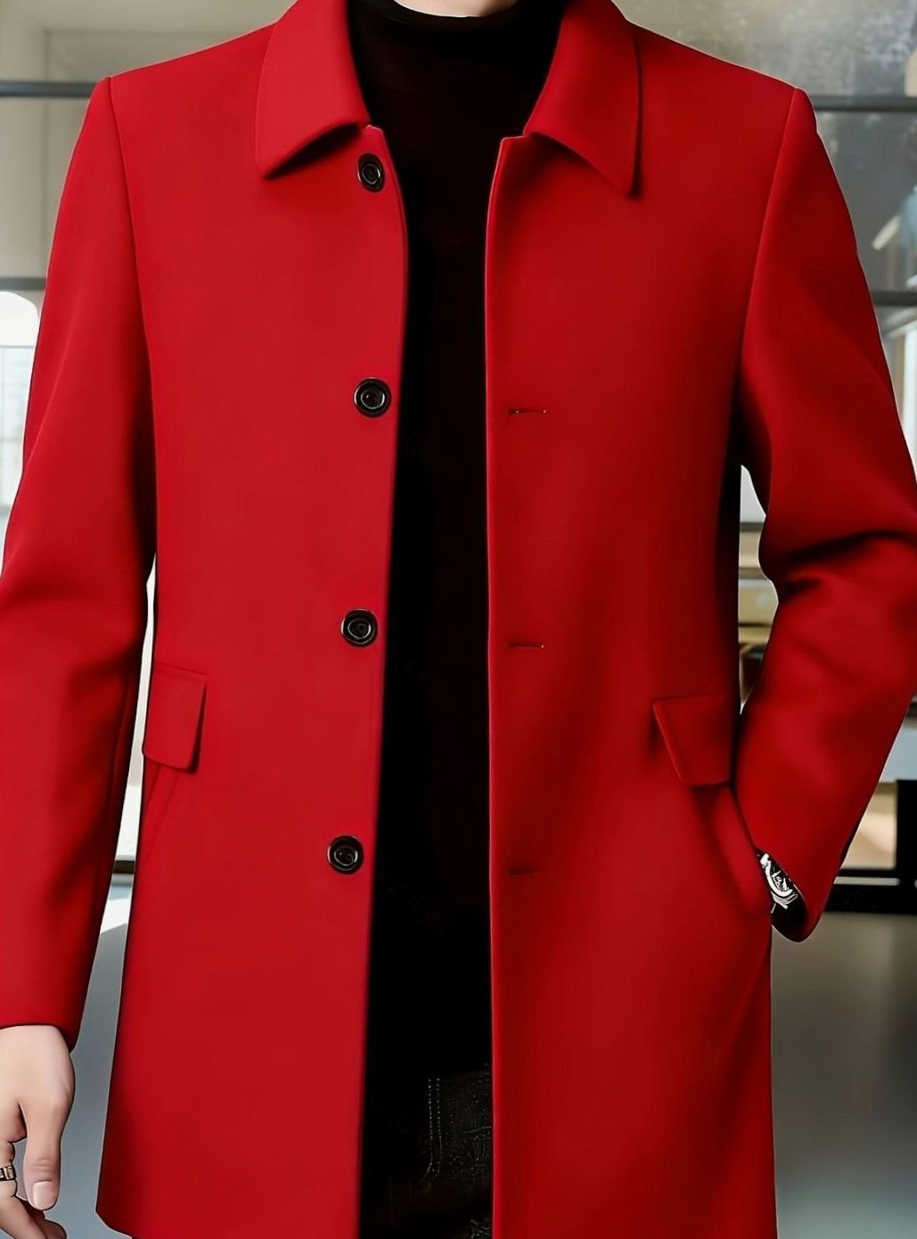 Owen | Men's Wool Single-Breasted Overcoat Classic Collar