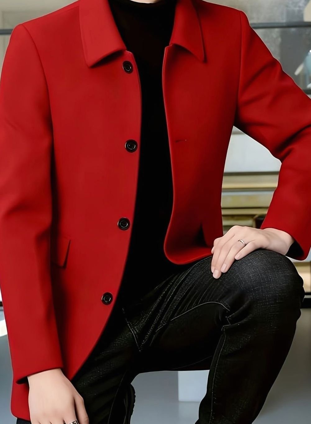 Owen | Men's Wool Single-Breasted Overcoat Classic Collar