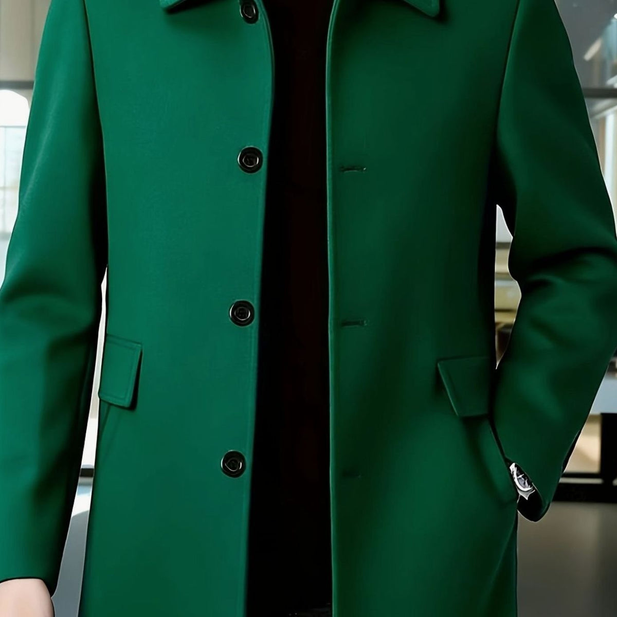 Owen | Men's Wool Single-Breasted Overcoat Classic Collar