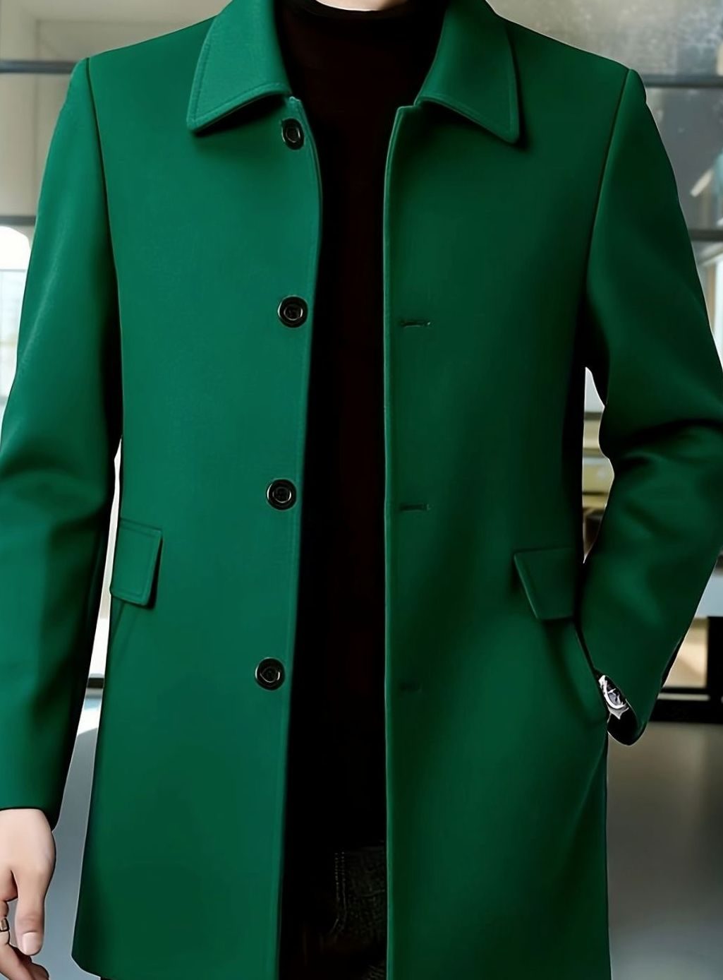 Owen | Men's Wool Single-Breasted Overcoat Classic Collar