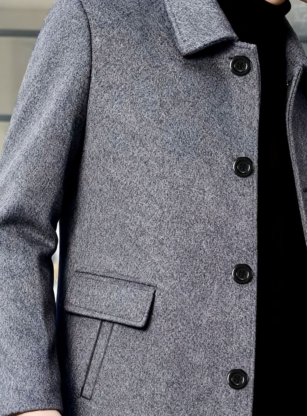 Owen | Men's Wool Single-Breasted Overcoat Classic Collar