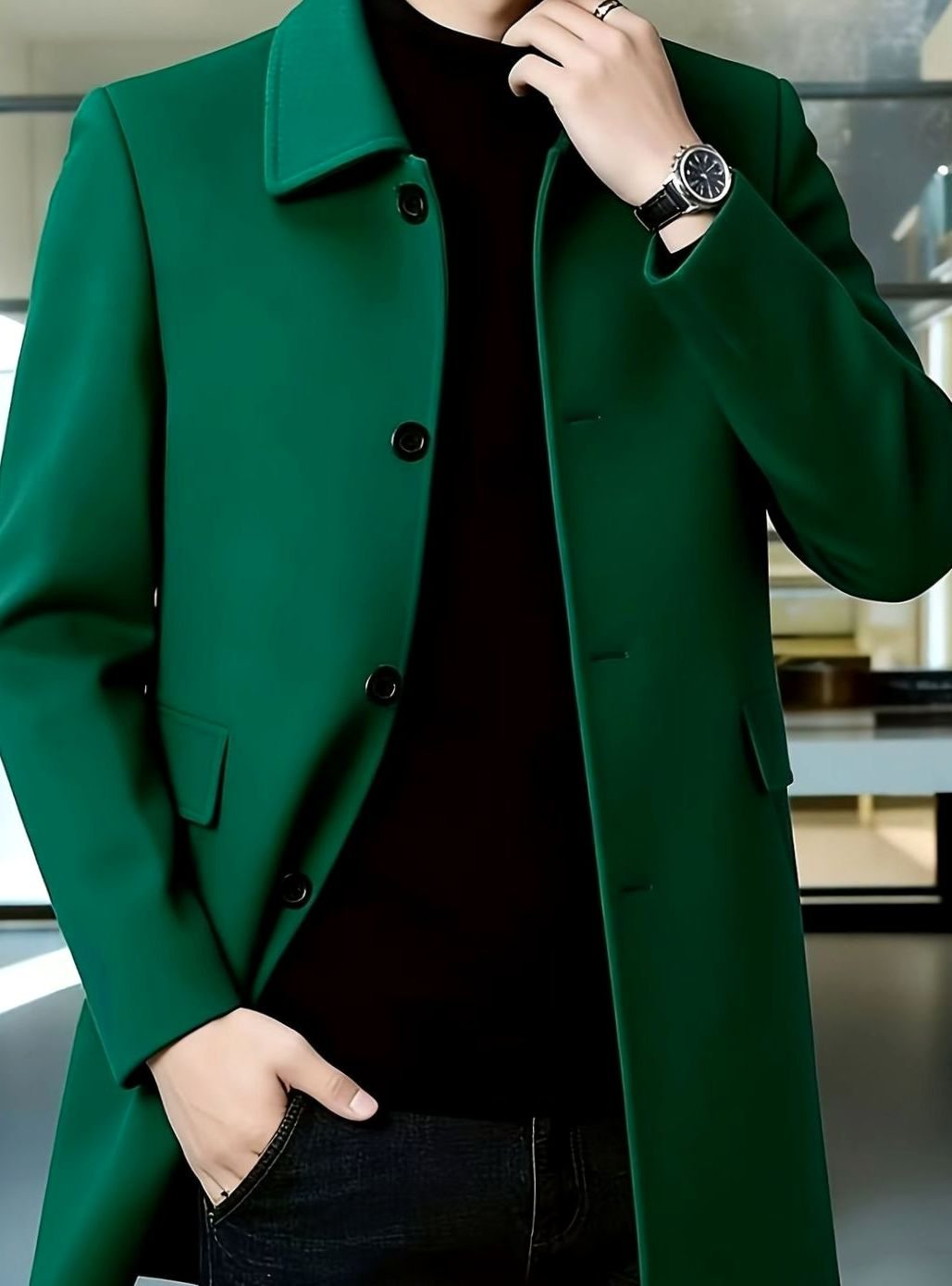 Owen | Men's Wool Single-Breasted Overcoat Classic Collar