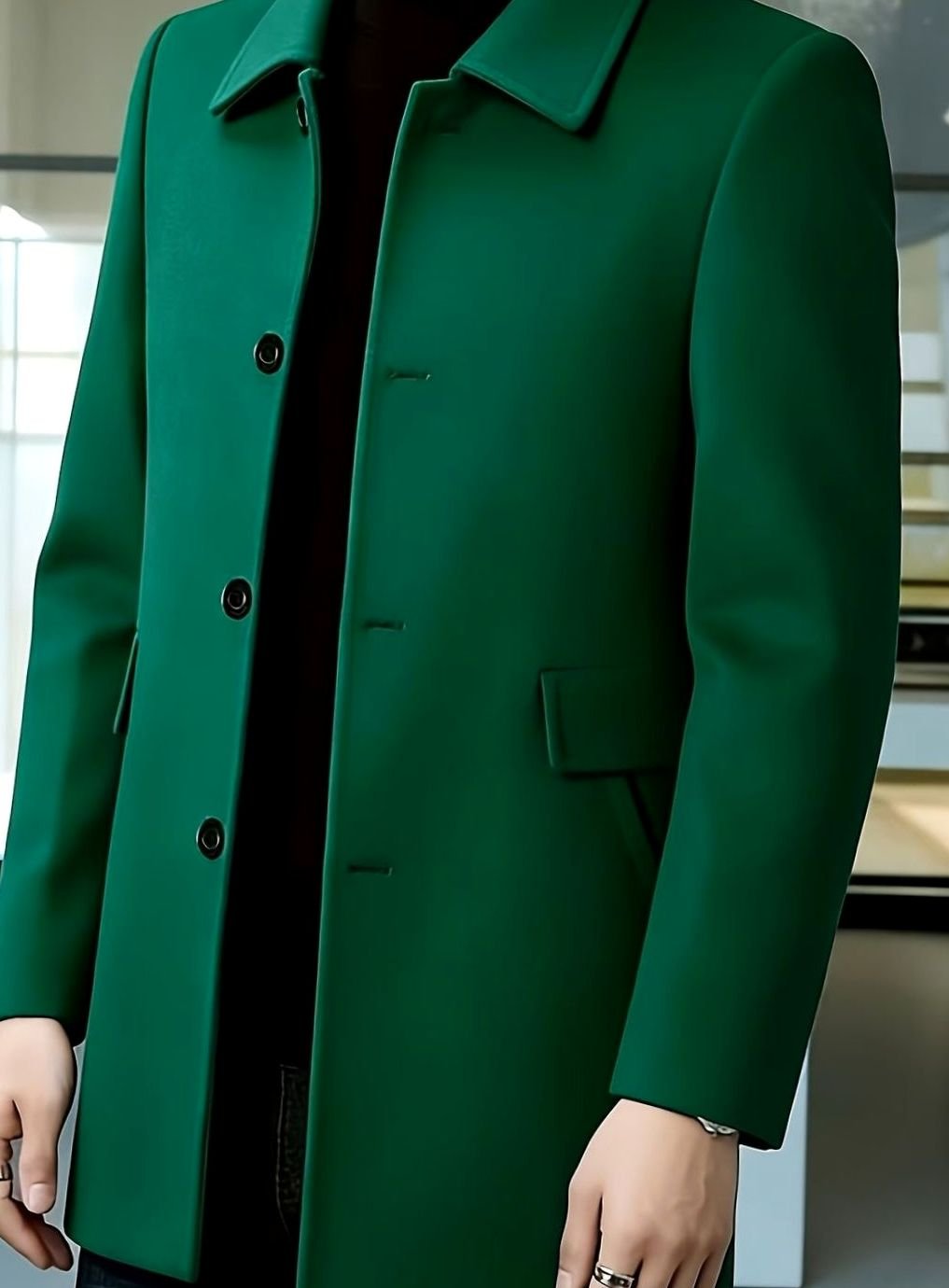 Owen | Men's Wool Single-Breasted Overcoat Classic Collar