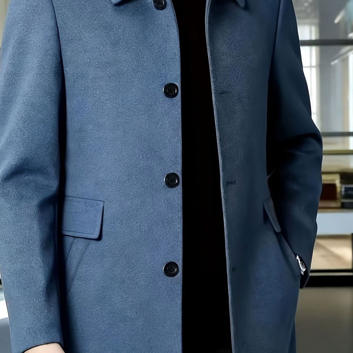 Owen | Men's Wool Single-Breasted Overcoat Classic Collar