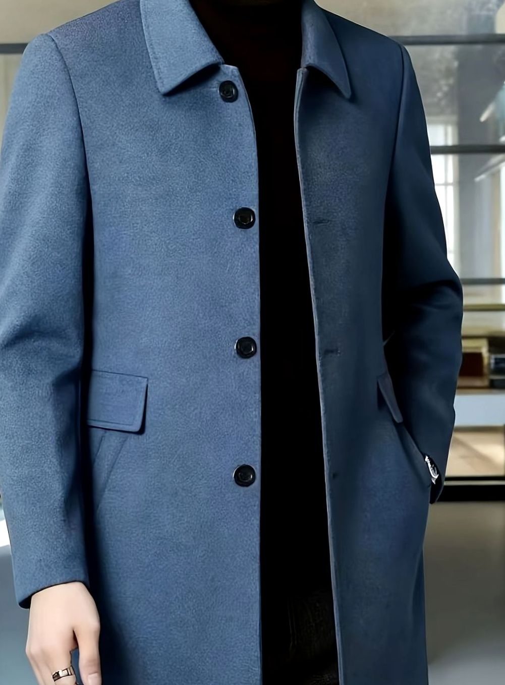 Owen | Men's Wool Single-Breasted Overcoat Classic Collar
