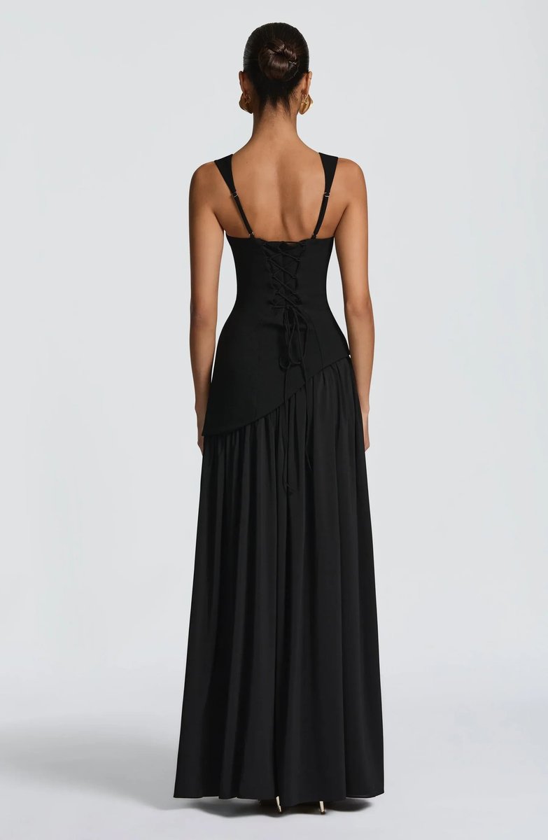 Mia | Women's Sleeveless Square Neck A-Line Maxi Gown with Side Slit