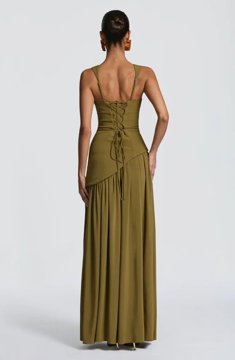 Mia | Women's Sleeveless Square Neck A-Line Maxi Gown with Side Slit