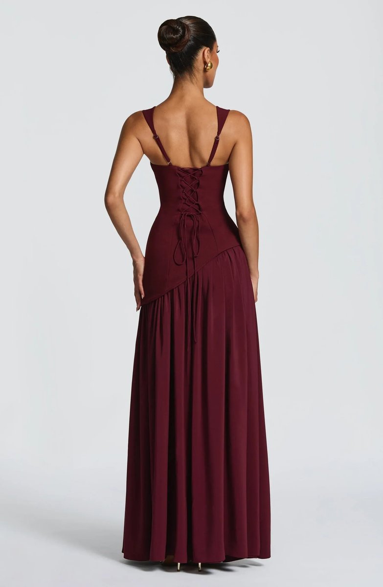 Mia | Women's Sleeveless Square Neck A-Line Maxi Gown with Side Slit
