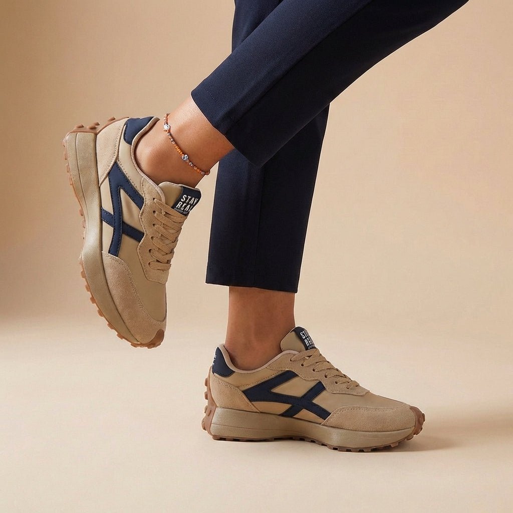 Sophia | Women's Orthopedic Low-Top Sneakers With Contrast Panels and Lace-Up