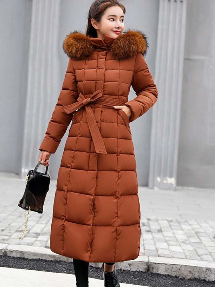 Grace | Women’s Belted Long Winter Puffer Coat