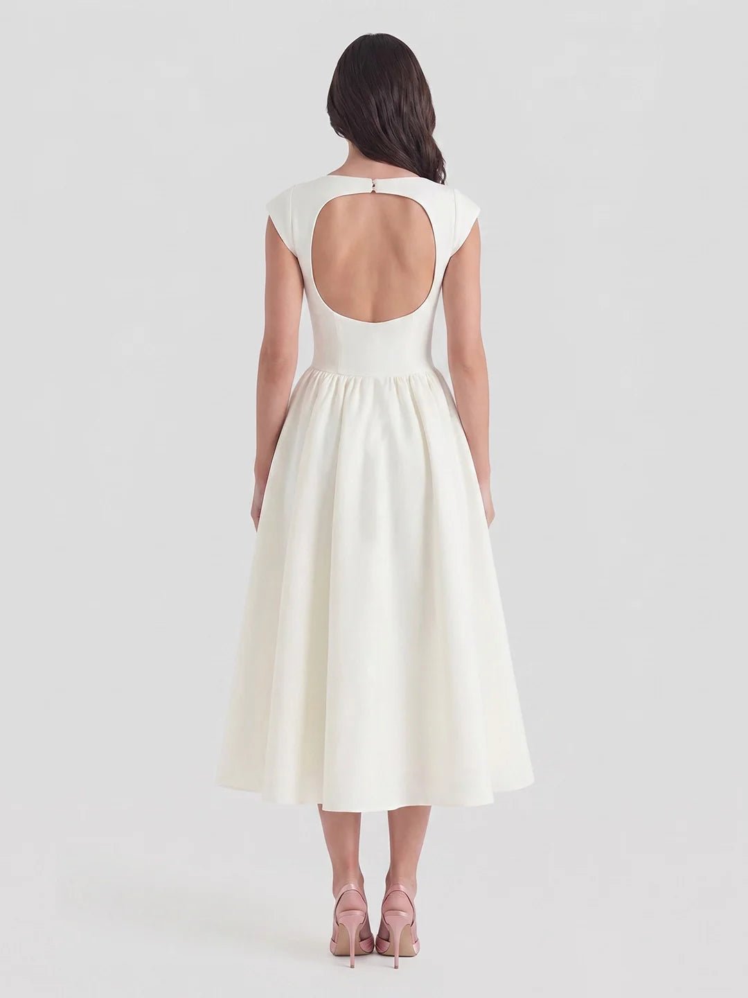 Sophia | Women's 1950s-Inspired Bateau Neck Full Skirt Satin Midi Dress
