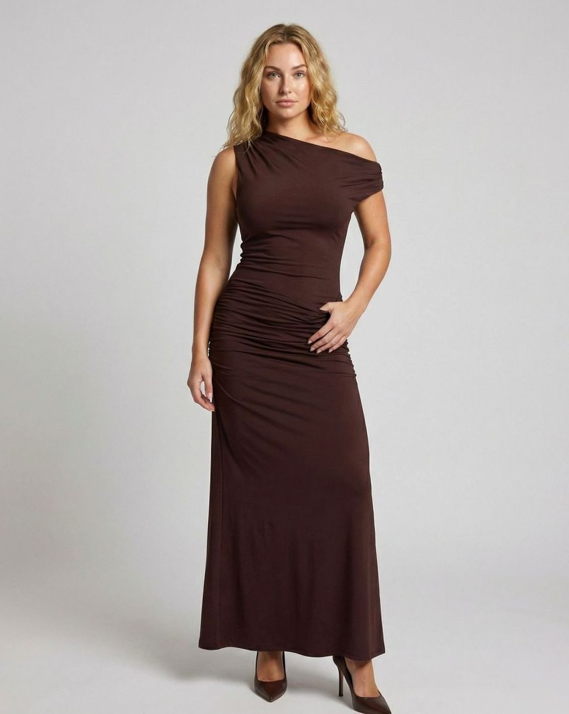 Sophia | Women's Asymmetric One-Shoulder Ruched Maxi Dress