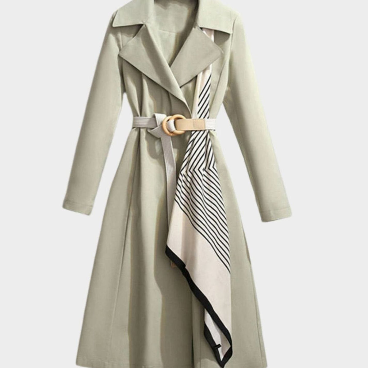 Amelia | Women's Belted Notch-Collar Midi-Length Trench Coat