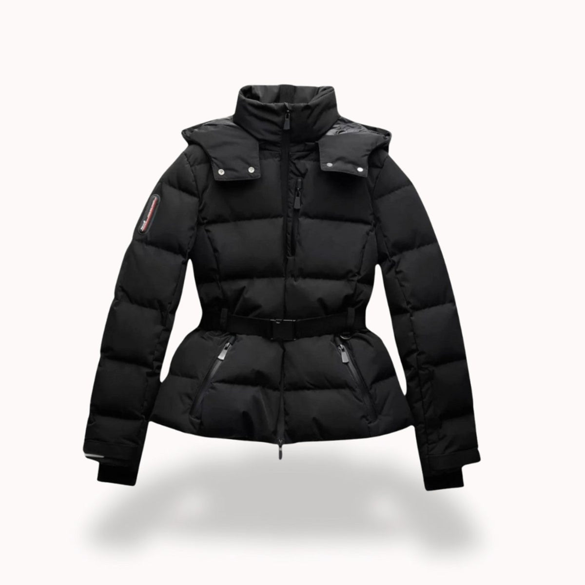 Isabella | Women's Belted Quilted Puffer Jacket Hooded Zip-Pocket Winter Coat
