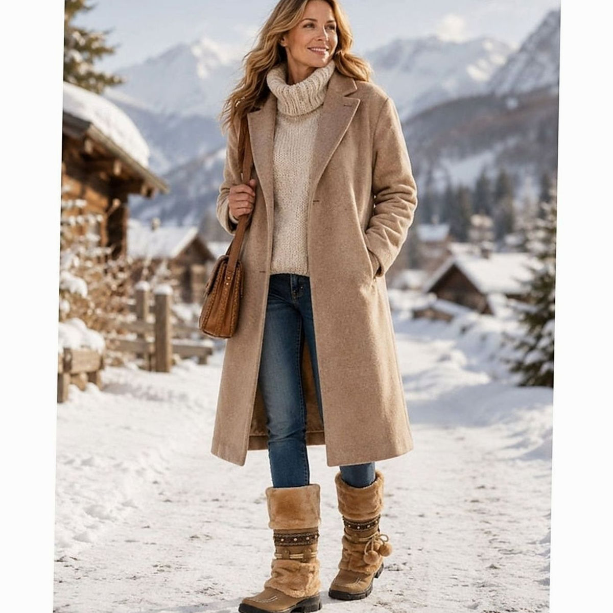 Scarlett | Women's Boho Faux-Fur Cuff Slouch Snow Boots