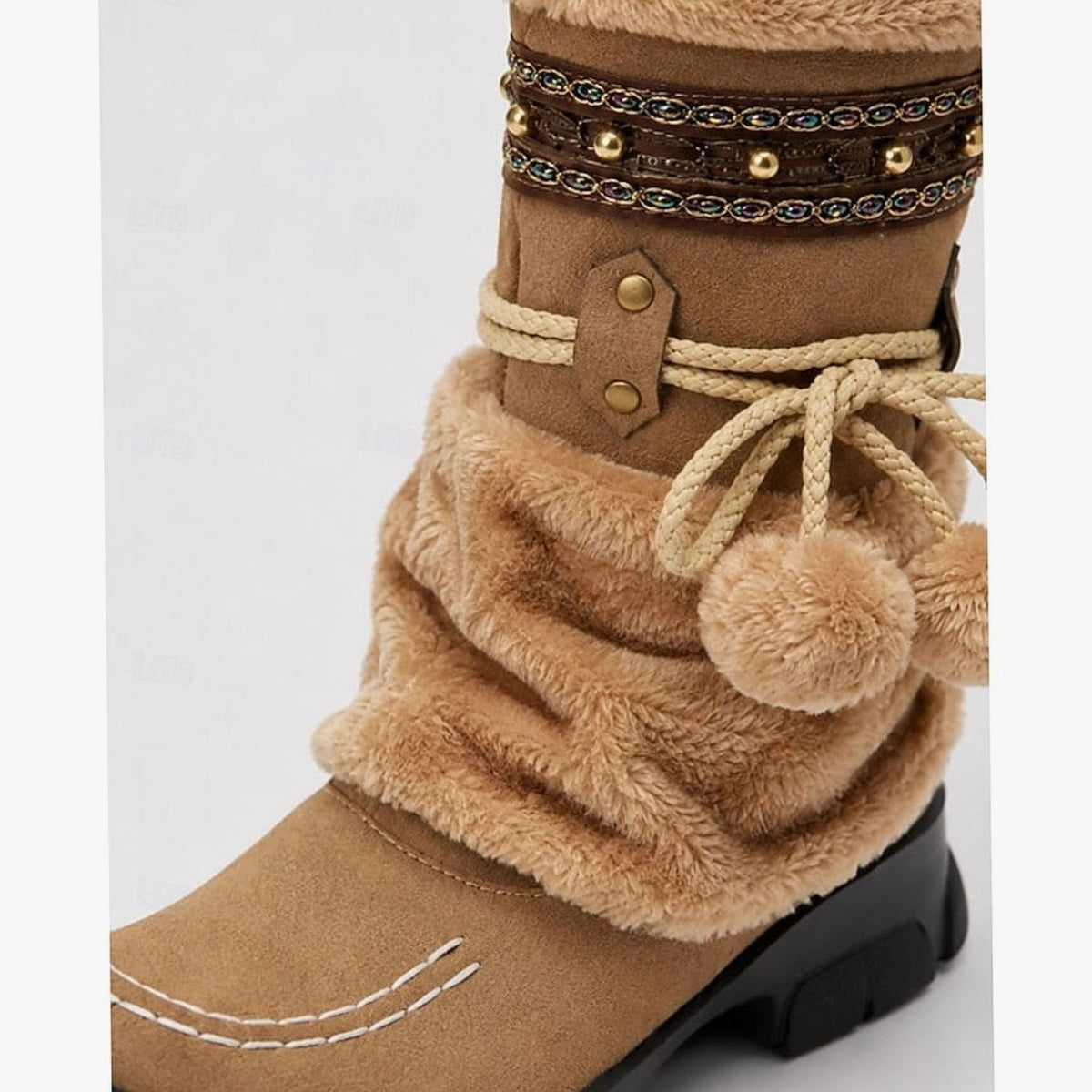 Scarlett | Women's Boho Faux-Fur Cuff Slouch Snow Boots