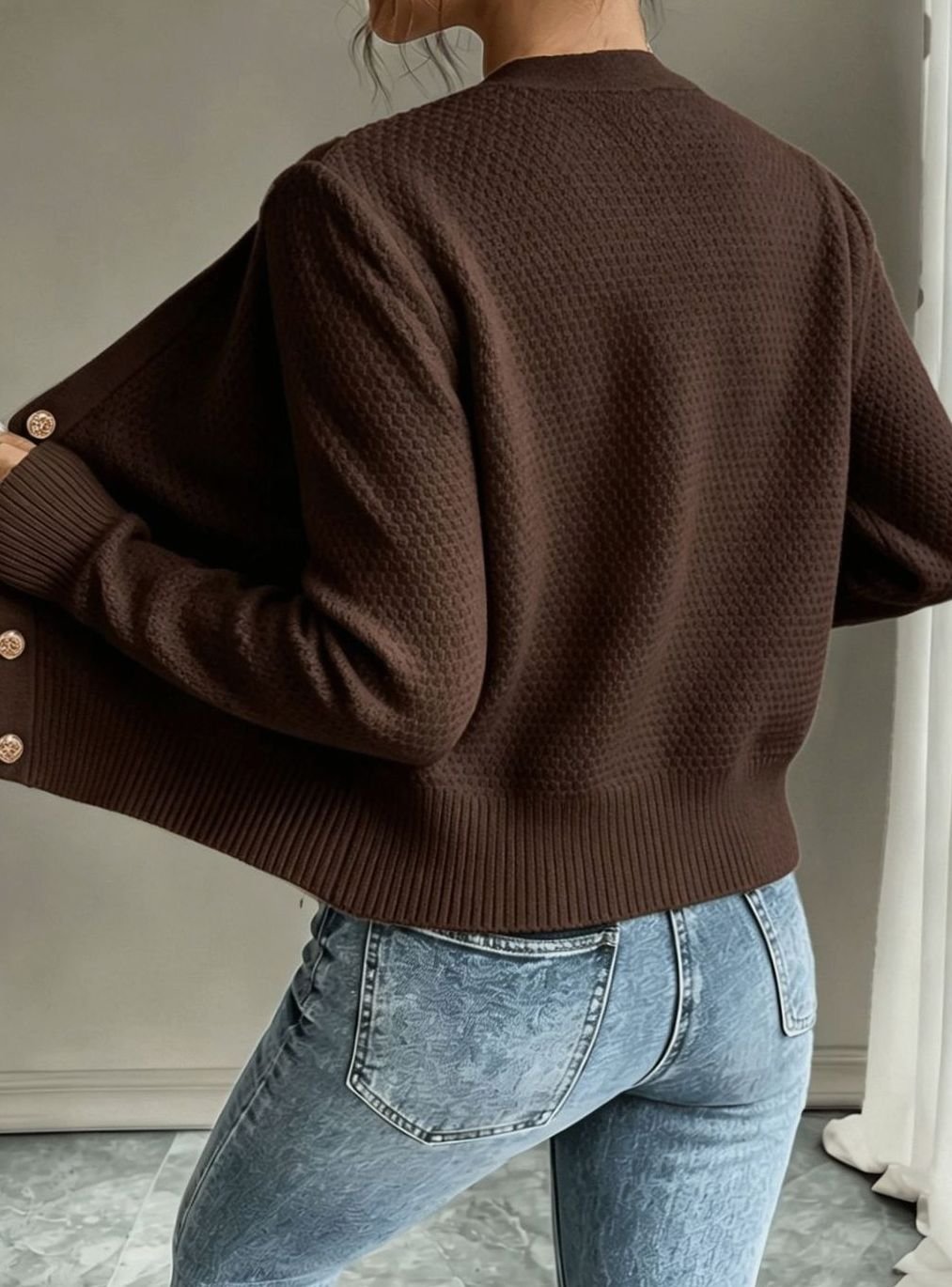 Penelope | Women's Cable-Knit Button-Front Cropped Cardigan Sweater