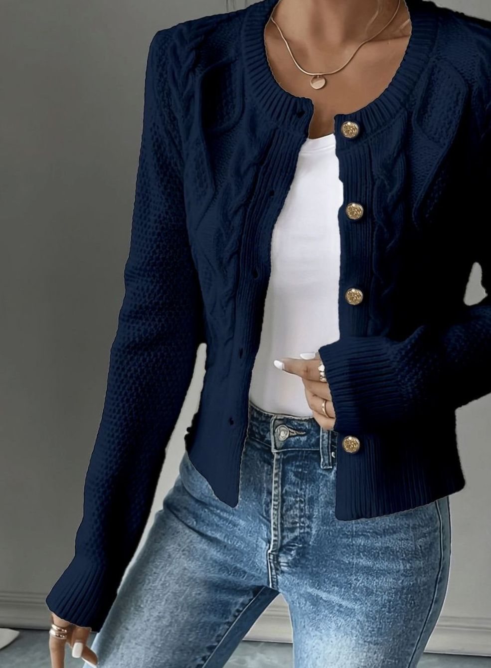 Penelope | Women's Cable-Knit Button-Front Cropped Cardigan Sweater