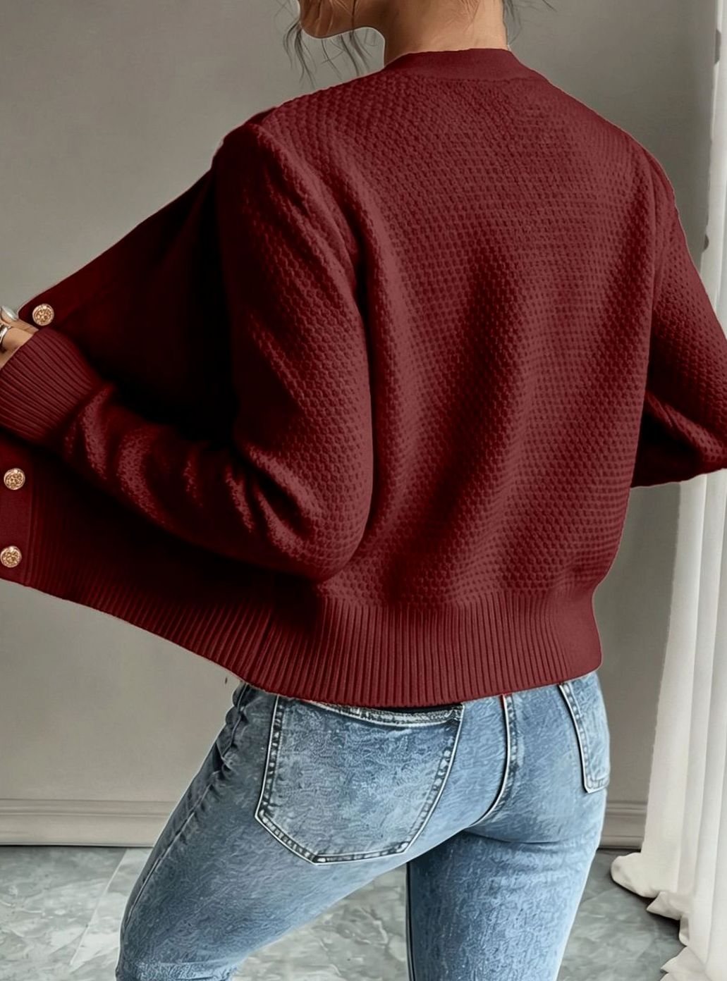 Penelope | Women's Cable-Knit Button-Front Cropped Cardigan Sweater