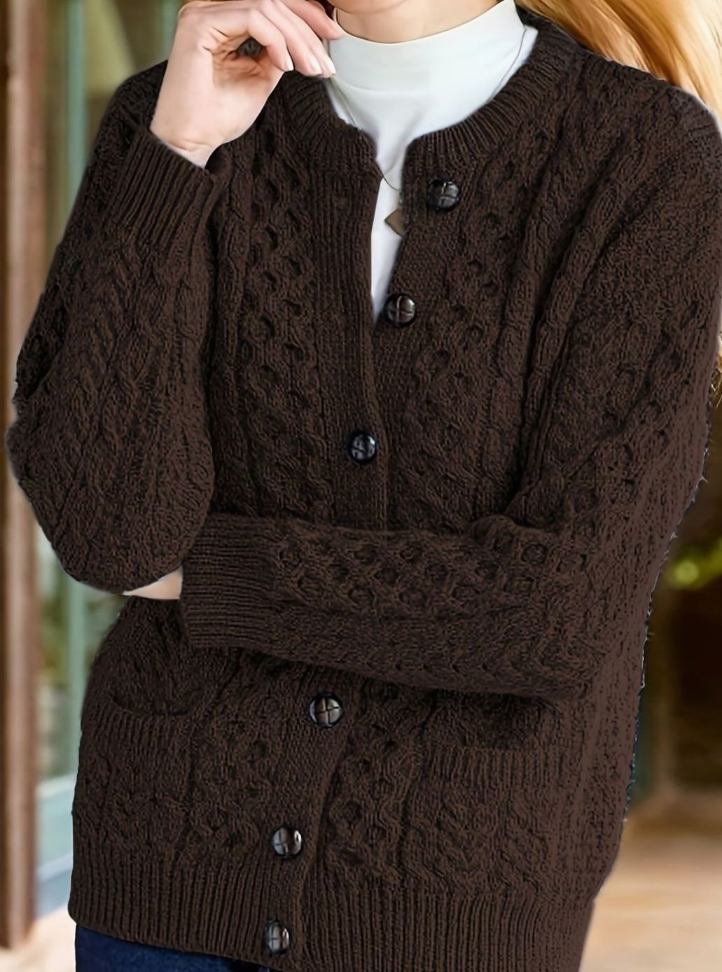 Layla | Women's Cable-Knit Button-Front Relaxed Cardigan Sweater