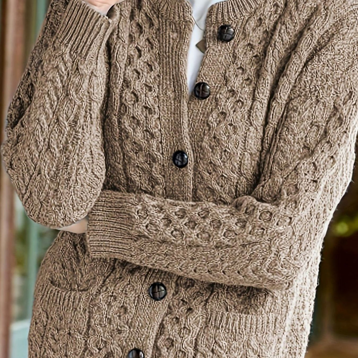 Layla | Women's Cable-Knit Button-Front Relaxed Cardigan Sweater