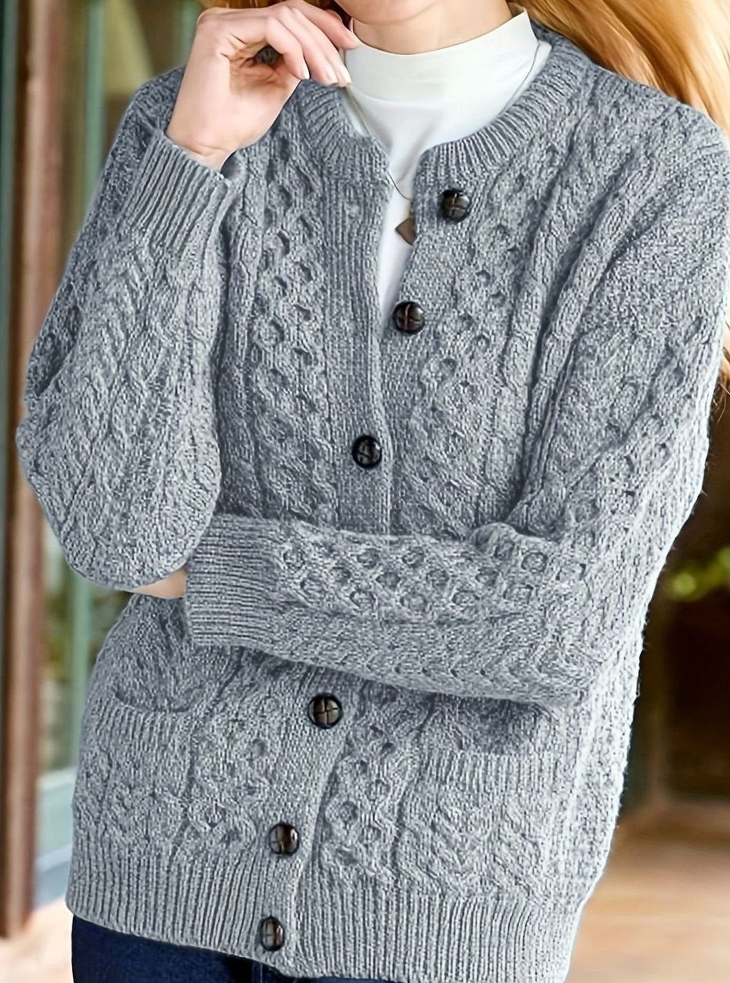 Layla | Women's Cable-Knit Button-Front Relaxed Cardigan Sweater
